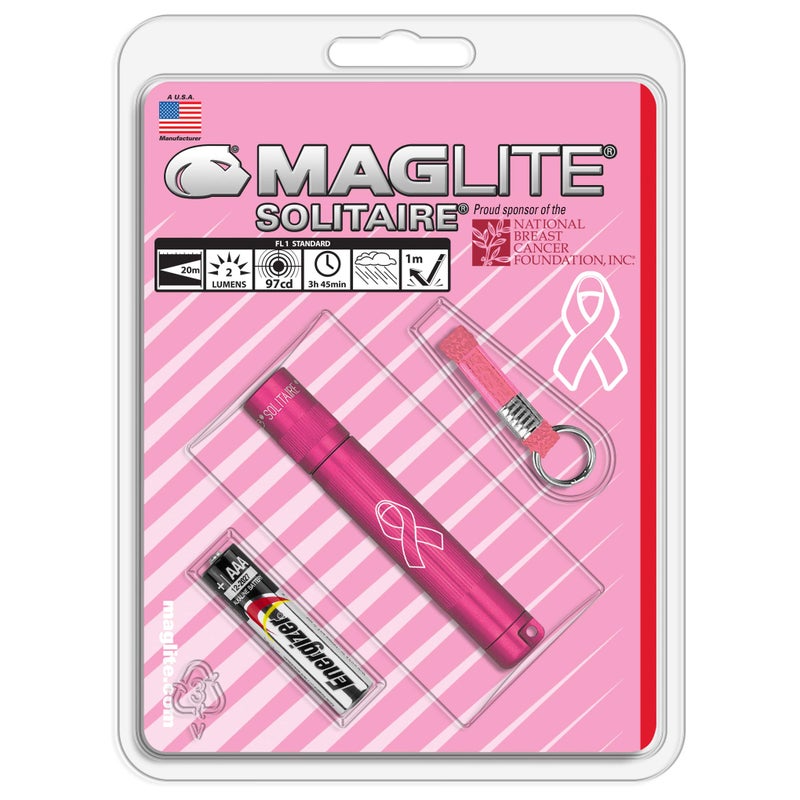 Maglite Solitaire Incandescent 1-Cell AAA National Breast Cancer Foundation Flashlight Pink - Image 1